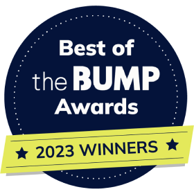 Best of the Bump Awards logo featuring Baby K'tan, celebrating top products for expectant parents and newborns.