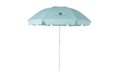 Light blue beach umbrella on a white background