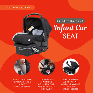 Baby Trend EZ-Lift Plus Lightweight Infant Car Seat, Cozy Cover & Base, Stormy