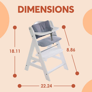 hauck Alpha+/Beta+ High Chair Tray Table, White & Deluxe Seat Cushion Pad, Grey