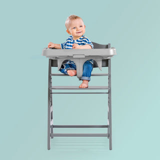 Hauck Alpha+ Wooden High Chair with Tray and Safety Bar, Grey