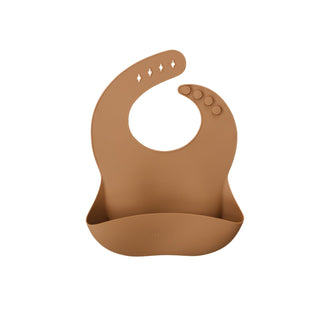 Brown silicone bib on a white background