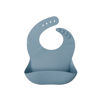 Blue silicone bib on a white background