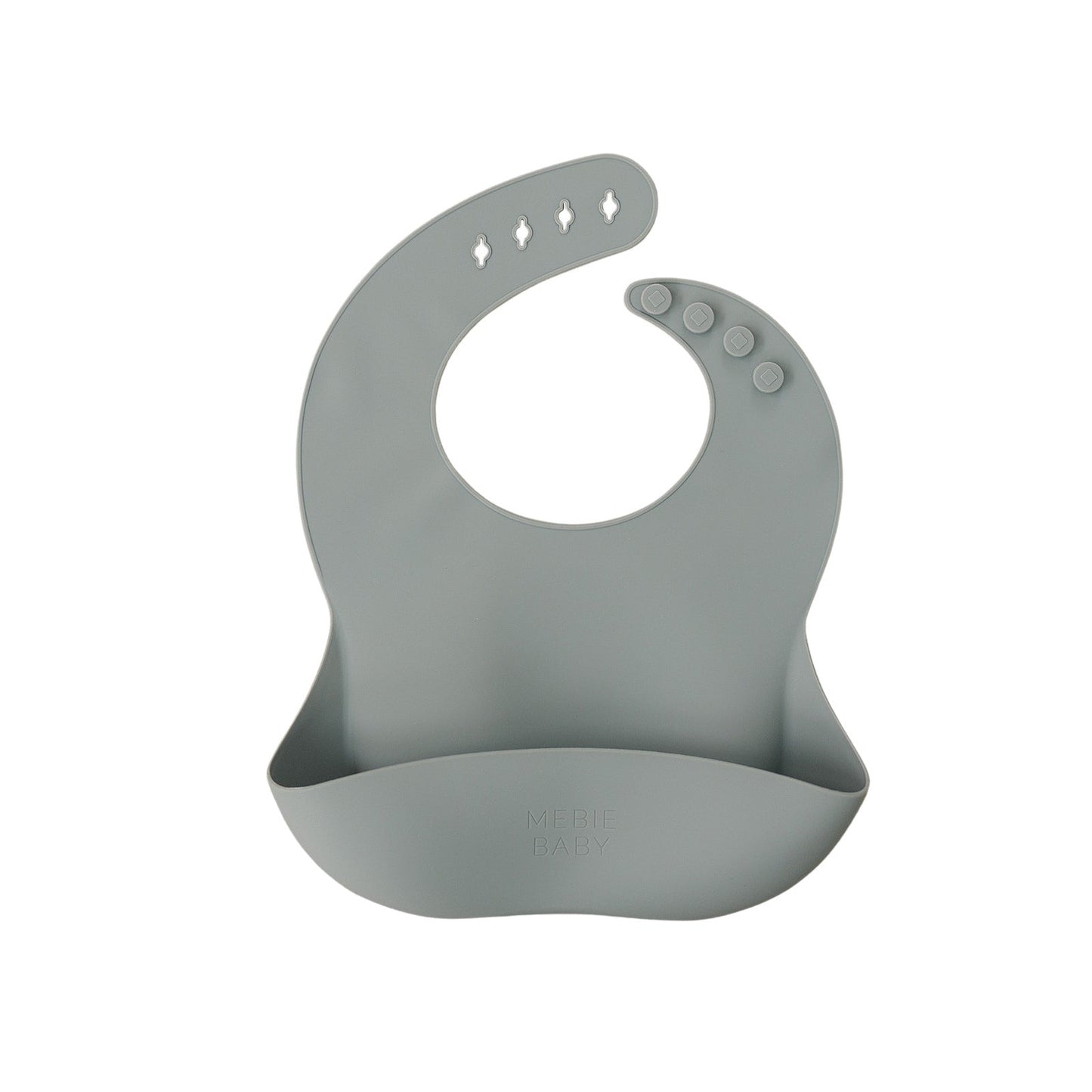 Gray silicone bib on a white background