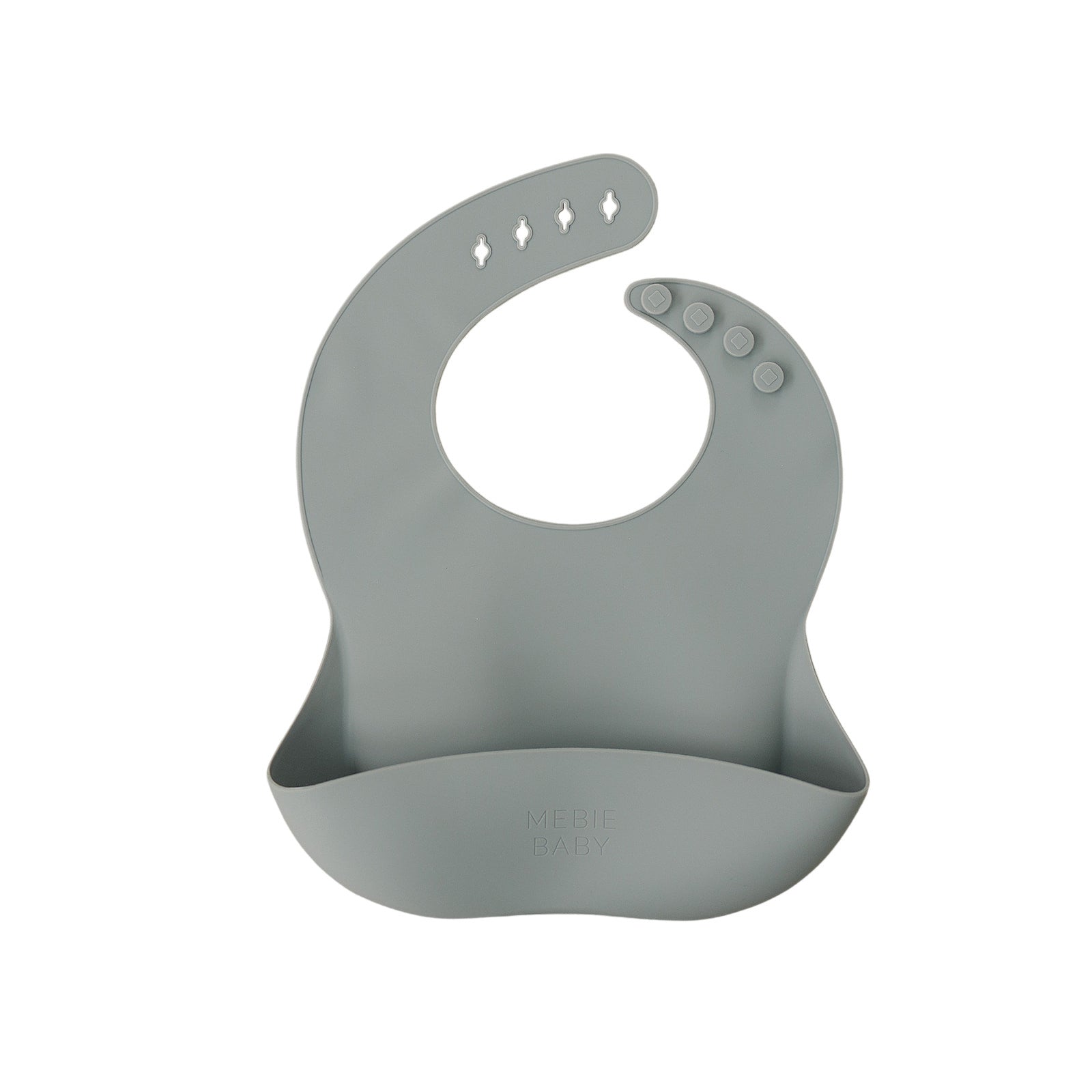 Gray silicone bib on a white background