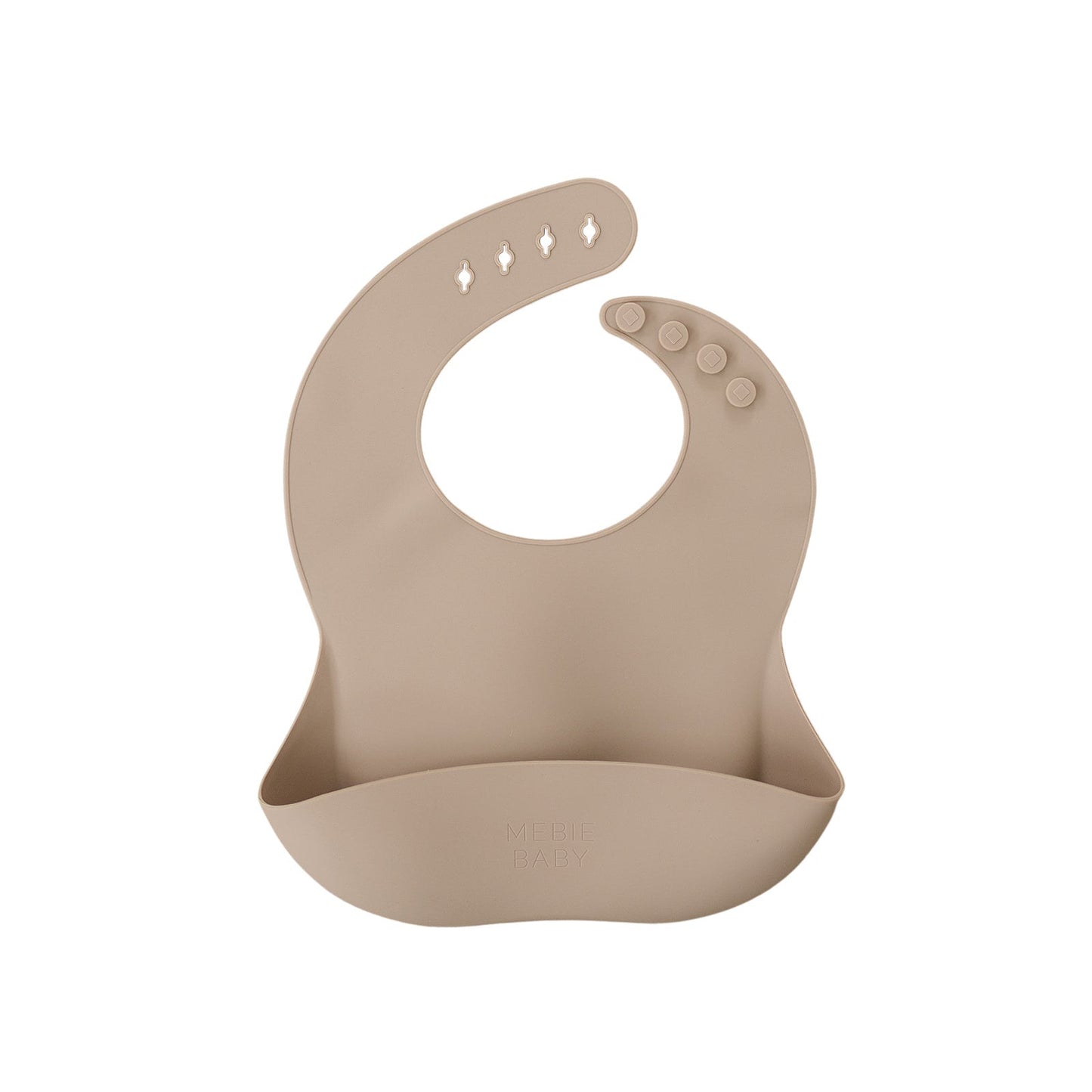 Beige silicone bib on a white background
