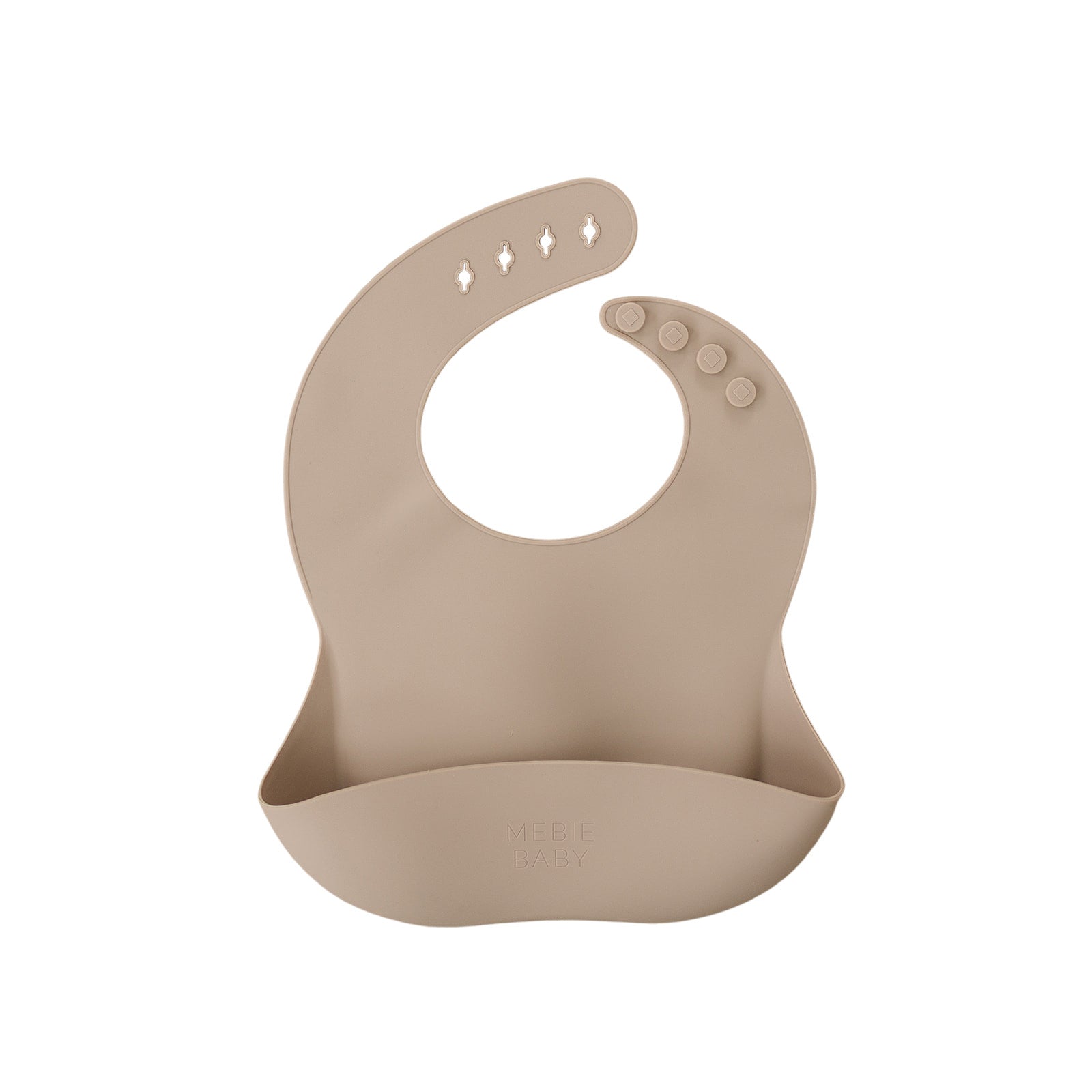 Beige silicone bib on a white background