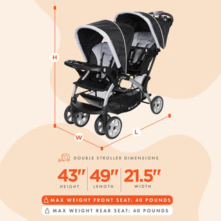 Baby Trend Sit N' Stand Easy Fold Travel Toddler & Baby Double Stroller, Stormy