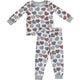 Children's pajama set with heart pattern on a white background