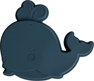 Blue whale-shaped object on a transparent background