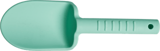 Green plastic scoop on a transparent background
