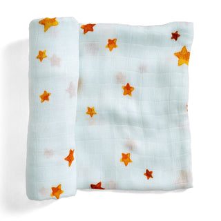 Two baby blankets with star patterns on a white background