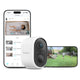 Smart home security camera with smartphone app interface showing live feed and motion detection.