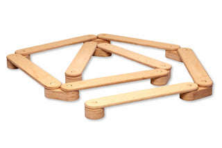 Wooden geometric puzzle on a white background