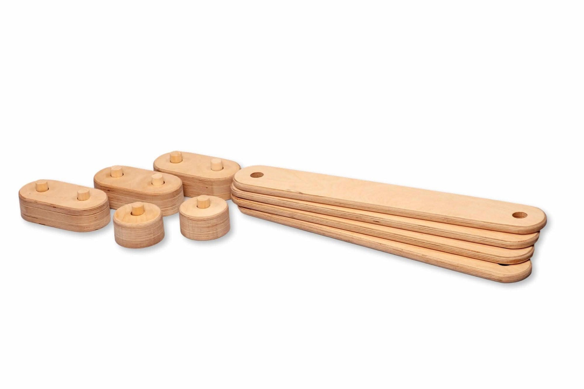 Set of wooden tools on a white background