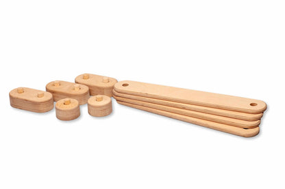 Set of wooden tools on a white background