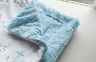 Blue Pastel Anchors Baby Deluxe Blanket