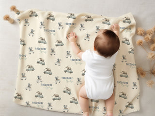 Elephants in Cars Baby Deluxe Blanket