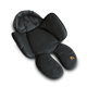 Black baby seat cover with a logo on a white background
