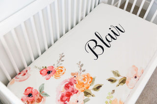 Fall Colors Earthtones Patti Floral Custom Crib Sheet