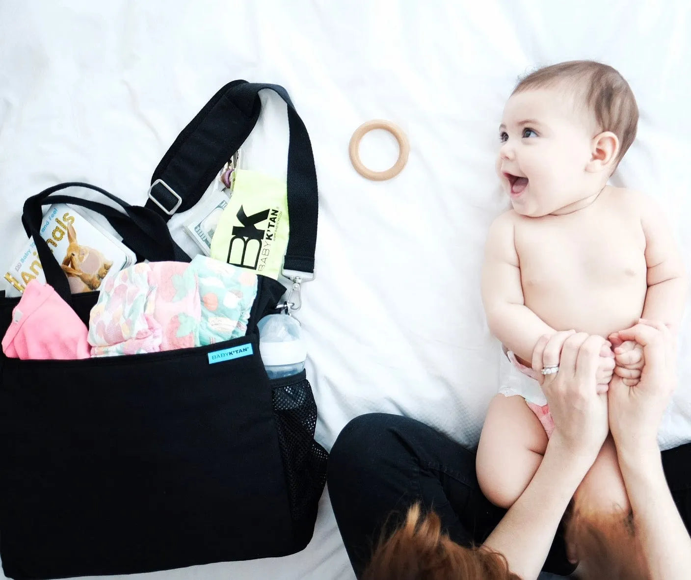 FINAL SALE Baby K tan Smart Gear Diaper Bag Tote with Changing