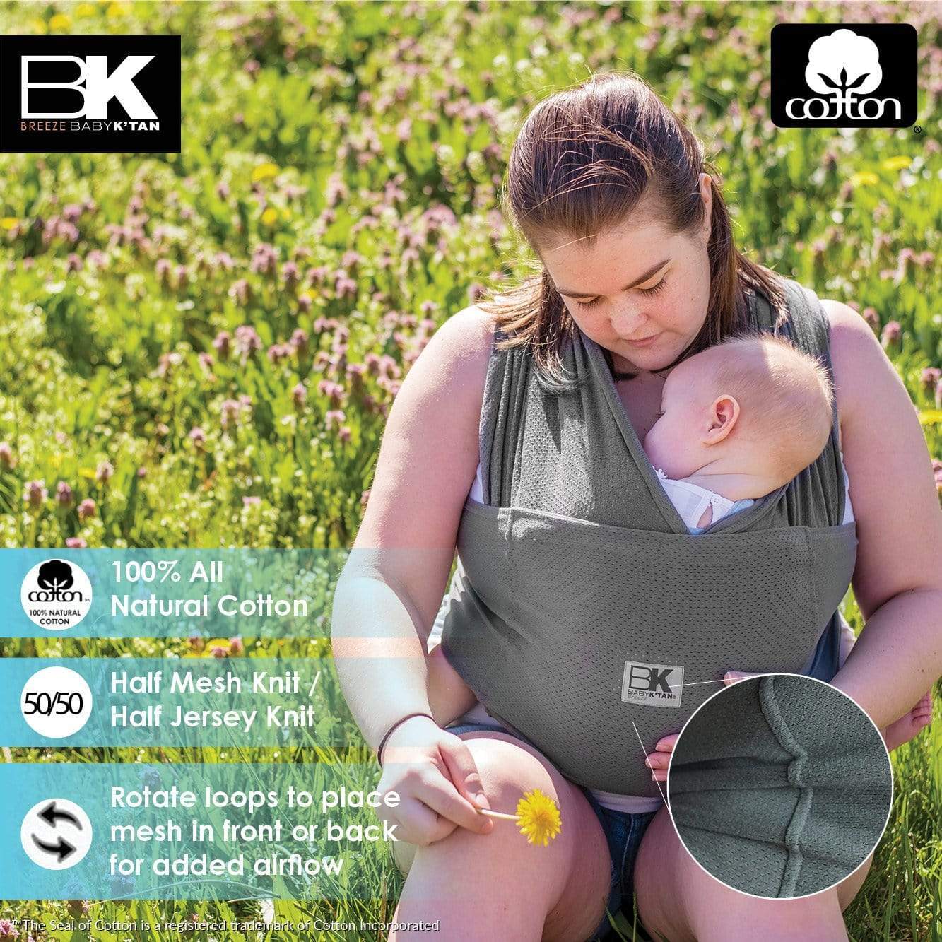 Baby K'tan Slings Baby K’tan Breeze Baby Carrier - Charcoal