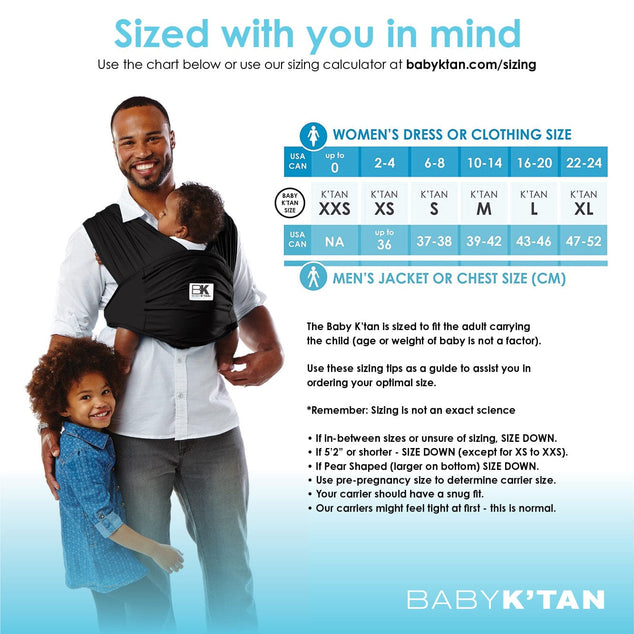 Baby K'tan Slings Baby K’tan Pre-Wrapped Ready To Wear Baby Carrier Breeze-Black