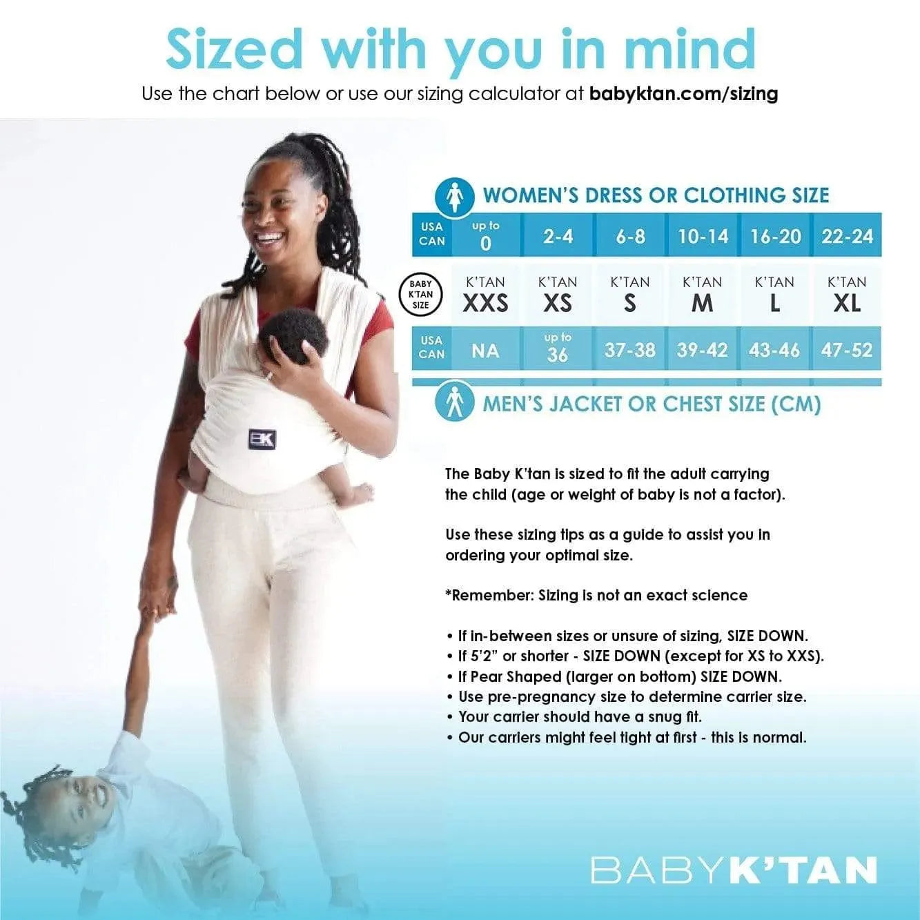  Original Baby K'tan Baby Carrier: #1 Easy Pre-Wrapped, Soft,  Slip-On, No Rings, No Buckles, 5 in 1 Baby Sling Gift