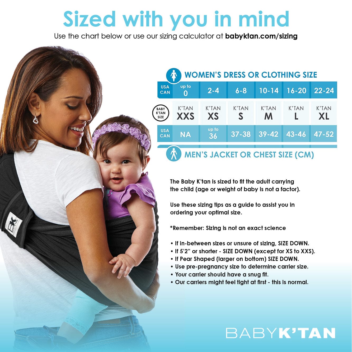 Baby K'tan Pre-Wrapped Ready To Wear Baby Carrier - Original Black