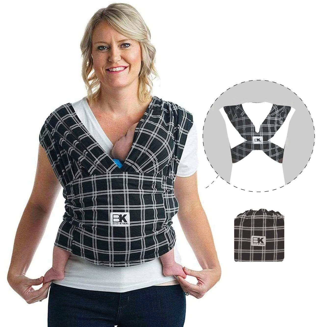 Baby K'tan Slings Baby K’tan Print Baby Carrier - Mad for Plaid Black