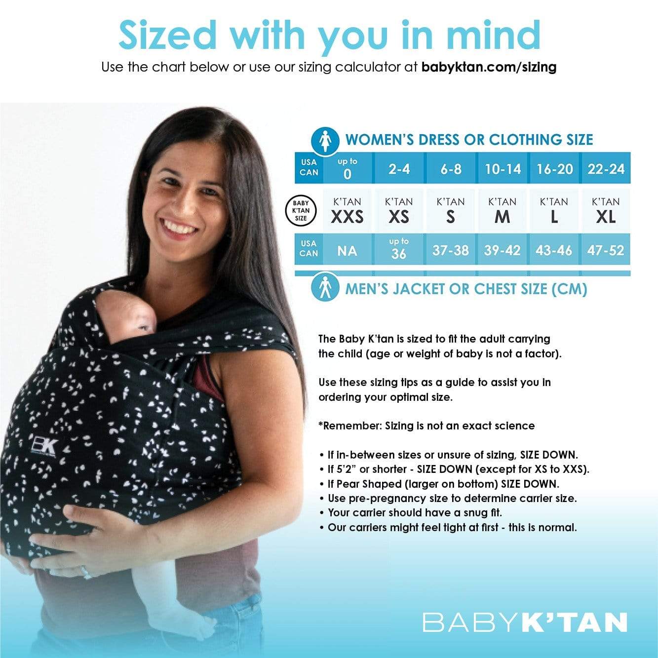 Baby K'tan Slings Baby K’tan Print Baby Carrier - Sweetheart Black